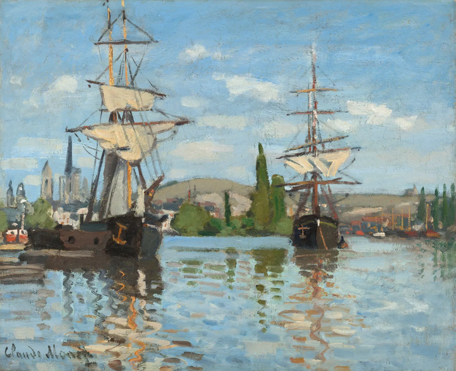 Ships Riding on the Seine at Rouen, Claude Monet