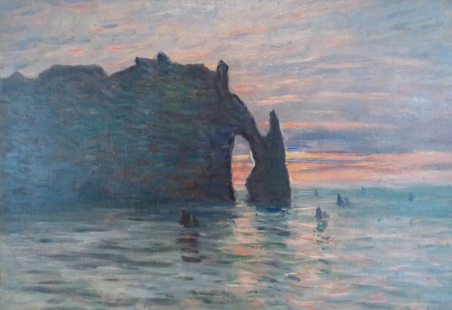 Soleil couchant à Etretat, Claude Monet
