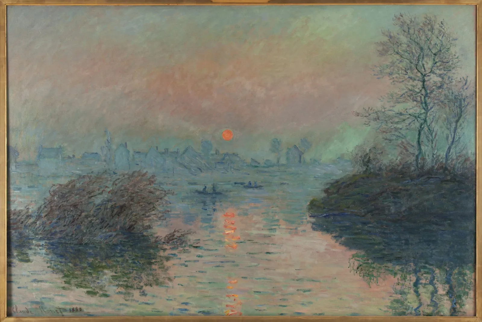 Soleil couchant sur la seine à Lavacourt, effet d'hiver, Claude Monet