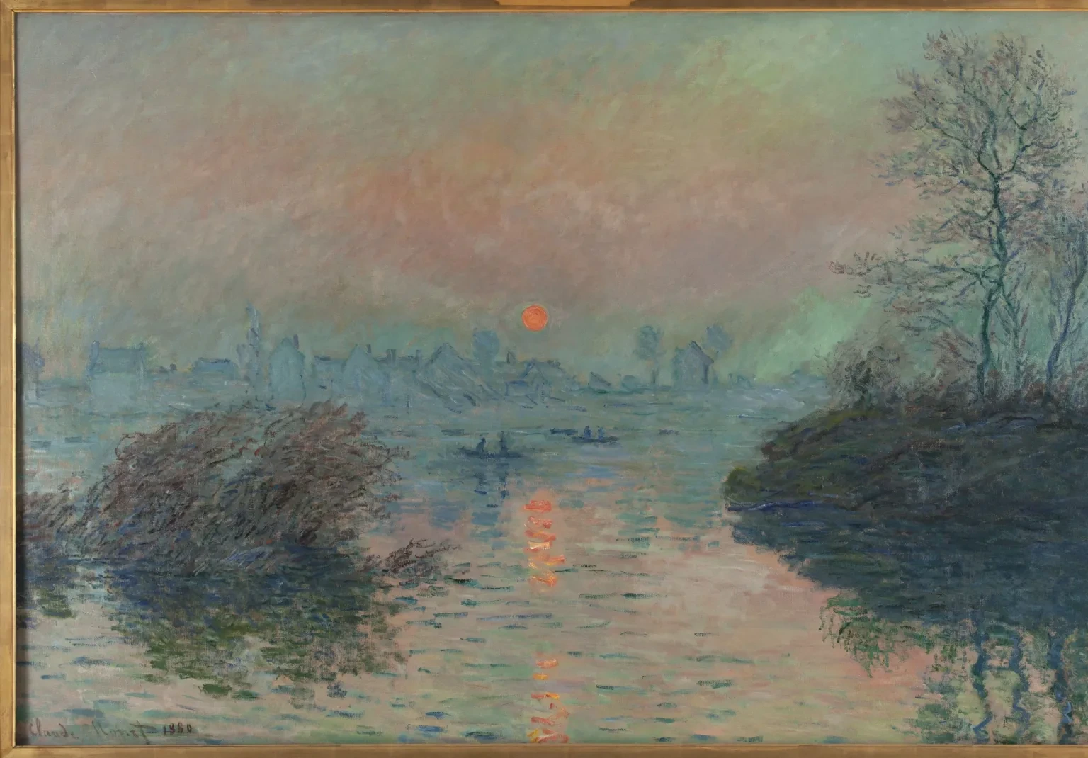 Soleil couchant sur la seine à Lavacourt, effet d'hiver, Claude Monet