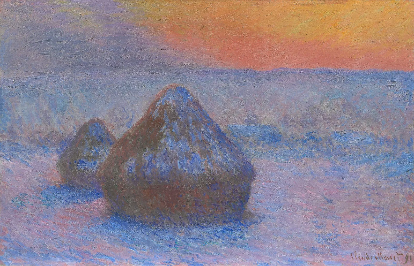 Stacks of Wheat (Sunset, Snow Effect), Claude Monet