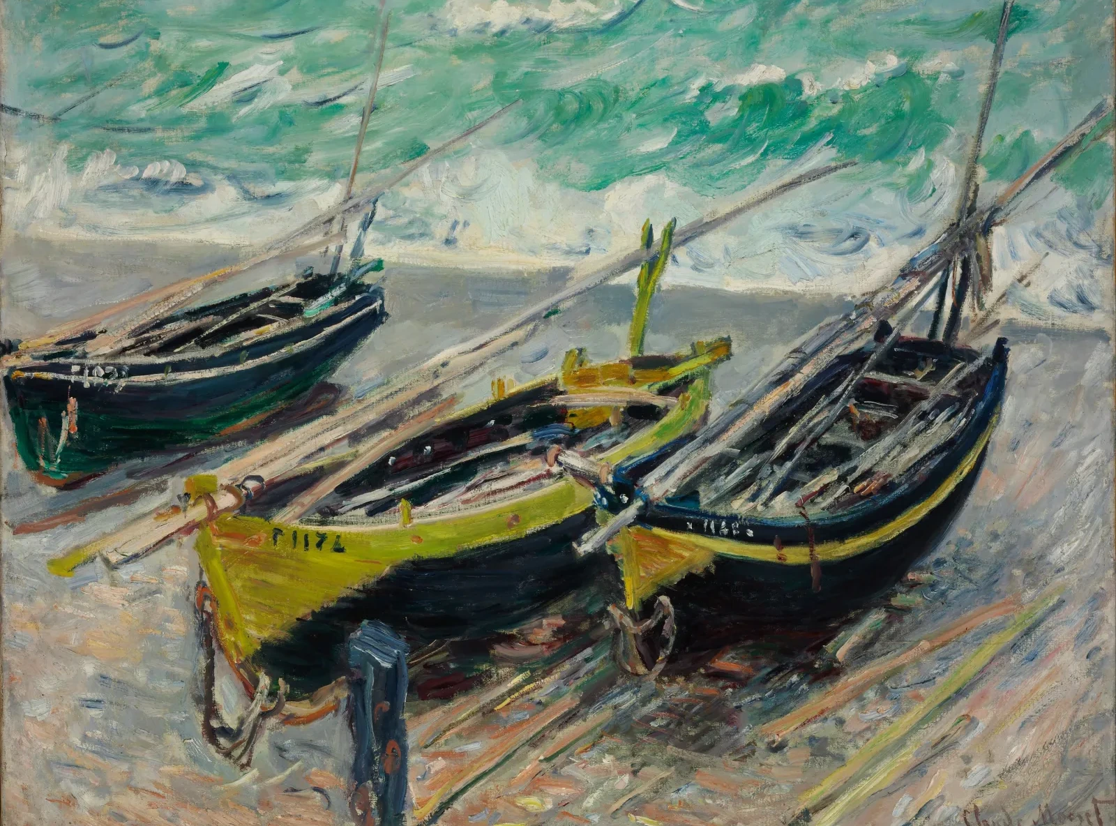 Trois Bateaux de pêche, Claude Monet