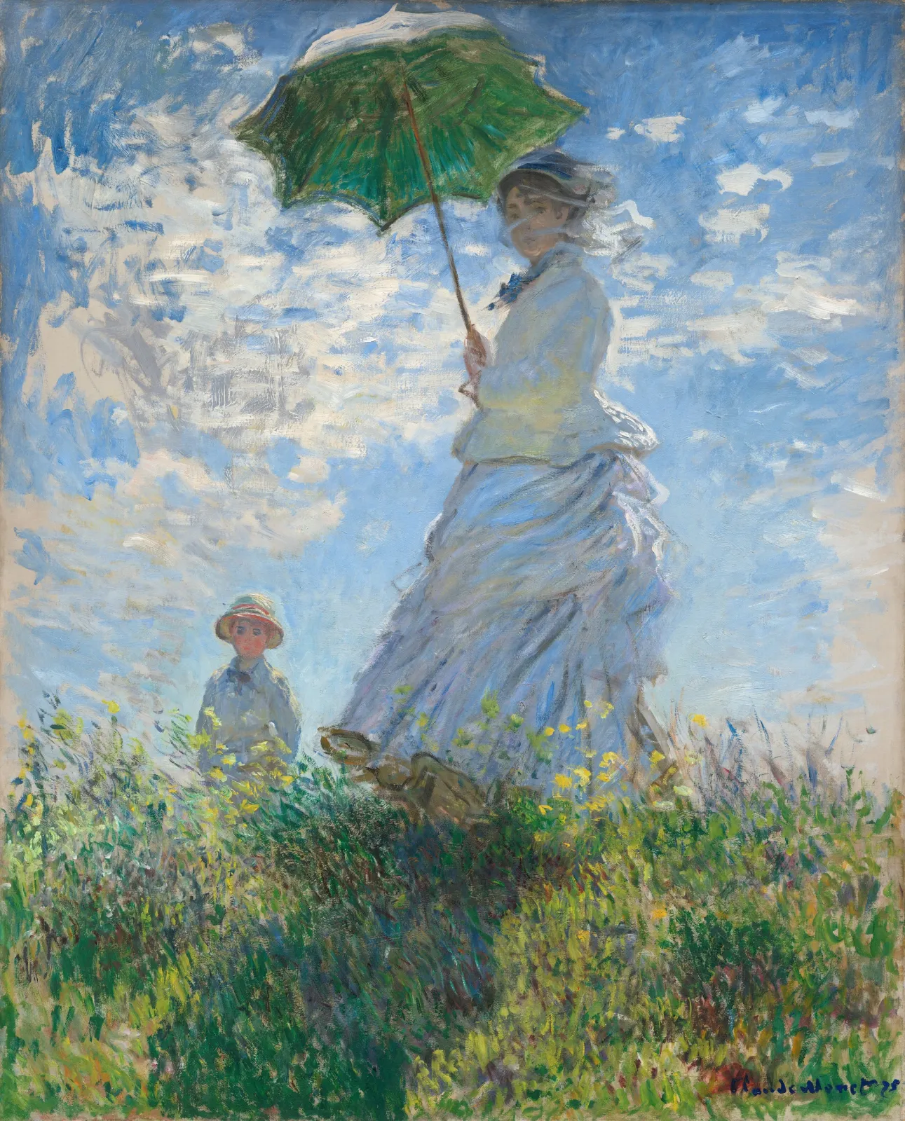 Woman with a Parasol - Madame Monet and Her Son, Claude Monet