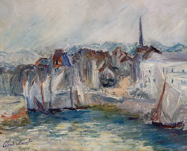Bateaux dans le port de Honfleur, Claude Monet