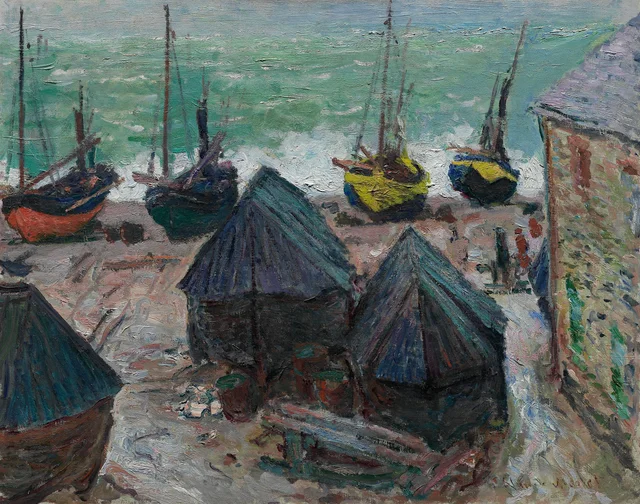 Boats on the Beach at Étretat, Claude Monet