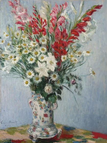 Bouquet de glaïeuls, lis et marguerites