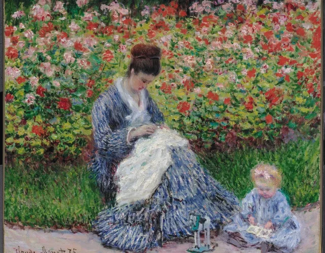 アルジャントゥイユの画家の庭のカミーユ・モネと子ども