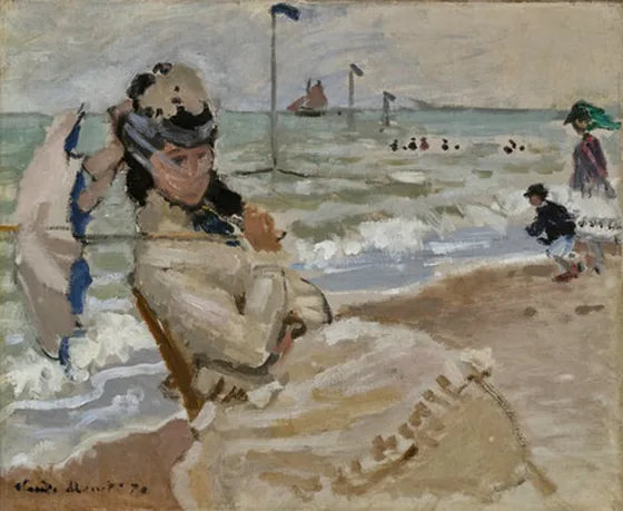Camille sur la plage de Trouville