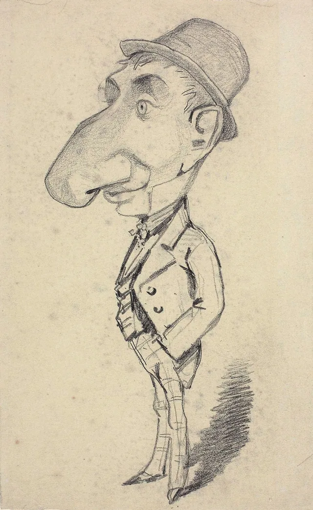 Caricatura de un hombre de nariz grande
