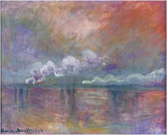 Charing Cross bridge, fumées dans le brouillard, impression