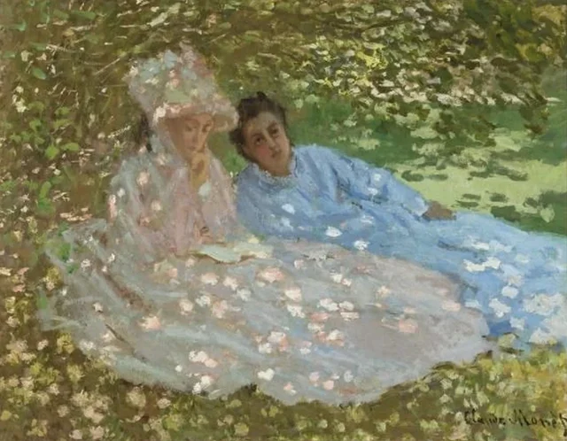 Dos mujeres en un jardín