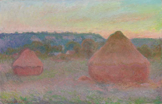 Deux meules, déclin du jour, automne