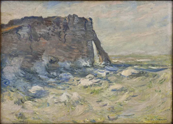 Falaise et Porte d'Aval par gros temps
