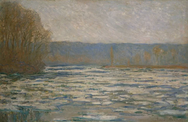 Ice breaking up on the Seine near Bennecourt, Claude Monet