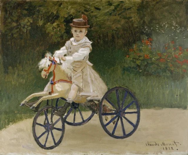 Jean Monet (1867-1913) en su caballito mecánico