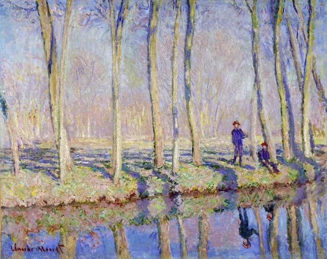 Jean-Pierre Hoschedé et Michel Monet au bord de l'Epte, Claude Monet