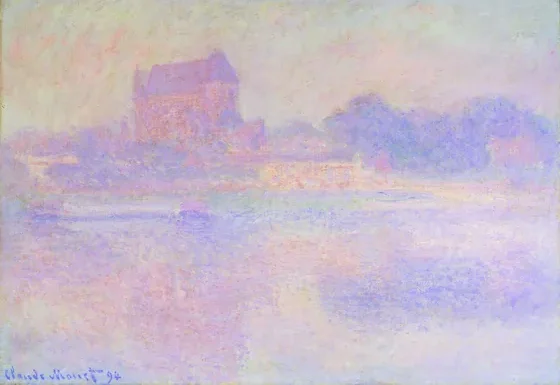 L'église de Vernon, brouillard