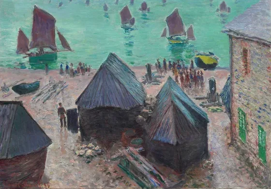 Le Départ des bateaux, à Étretat
