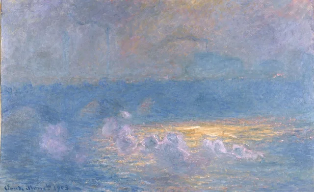 A ponte de Waterloo, efeito de sol com fumaça