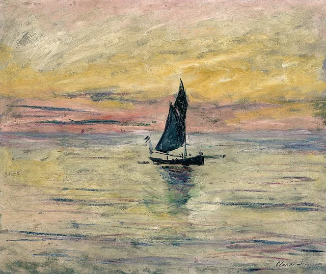 El velero, efecto de atardecer
