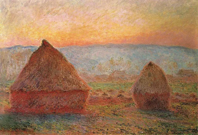 As Medas em Giverny, pôr do sol, Claude Monet
