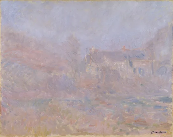 Maisons à Falaise, brouillard