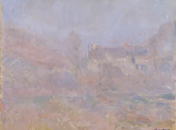 Maisons à Falaise, brouillard