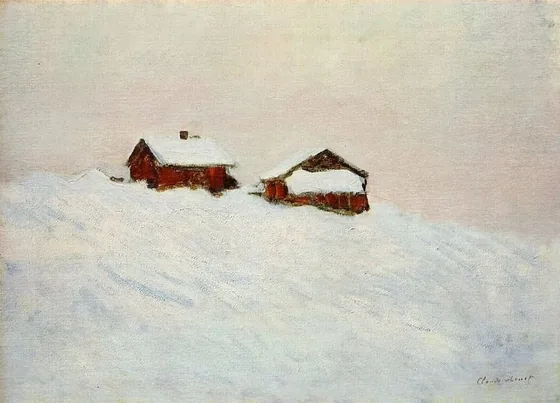 Maisons sous la neige en Norvège