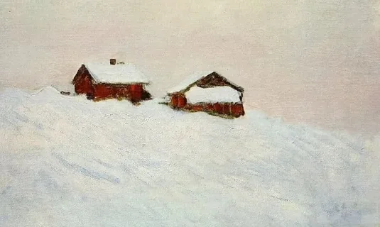 Maisons sous la neige en Norvège