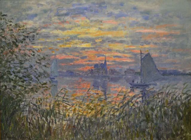 Marina con puesta de sol