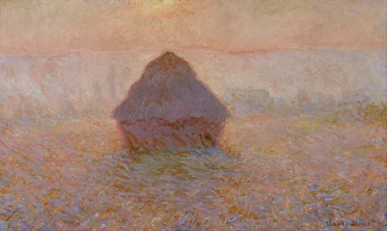 Meule, soleil dans la brume