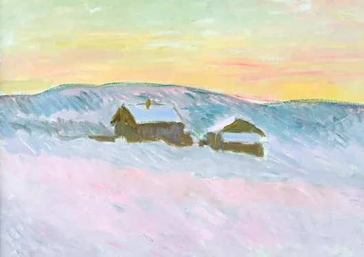 Paysage de Norvège. Les maisons bleues