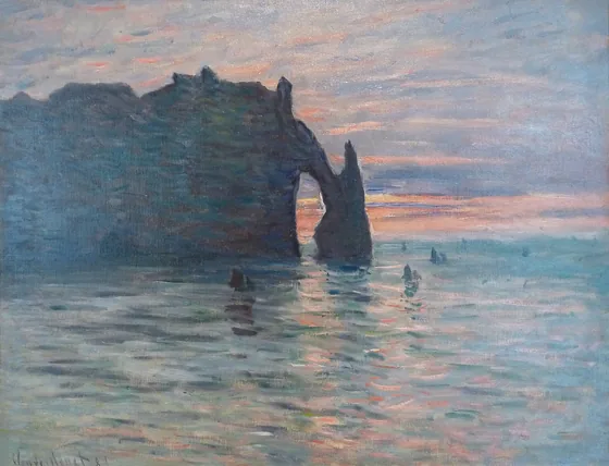 Soleil couchant à Etretat