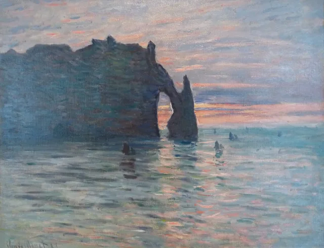 Soleil couchant à Etretat, Claude Monet