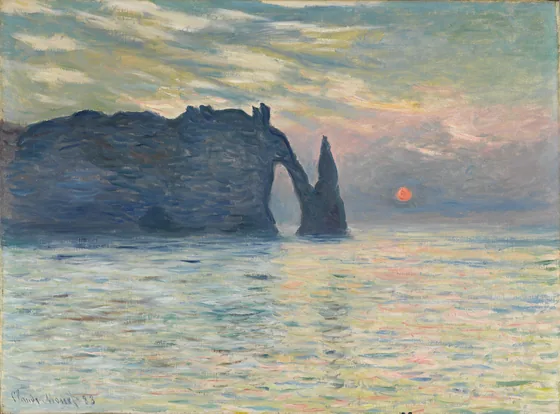 Soleil couchant à Étretat
