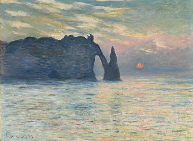 Soleil couchant à Étretat, Claude Monet