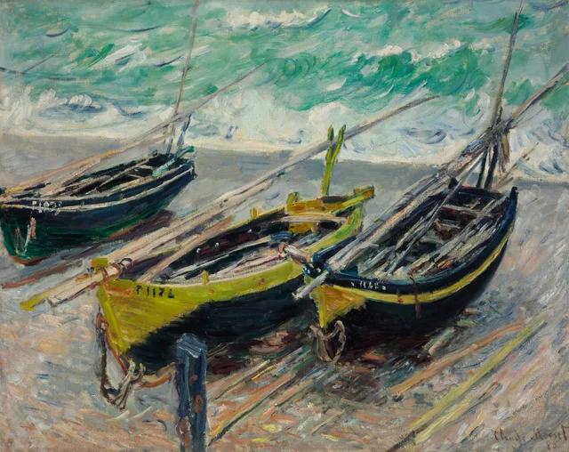 Trois Bateaux de pêche, Claude Monet