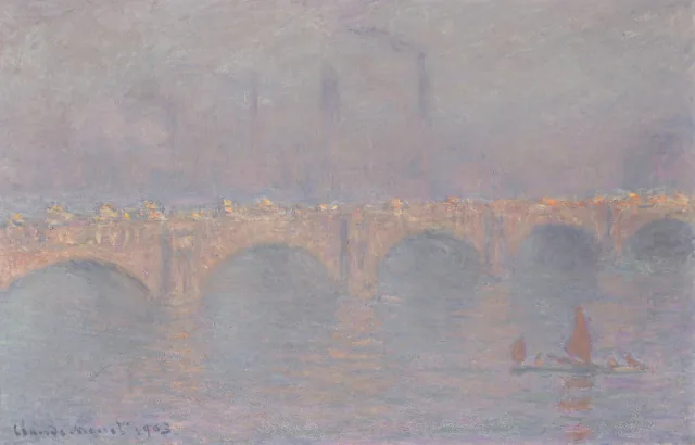 Waterloo Bridge, sol velado, Claude Monet