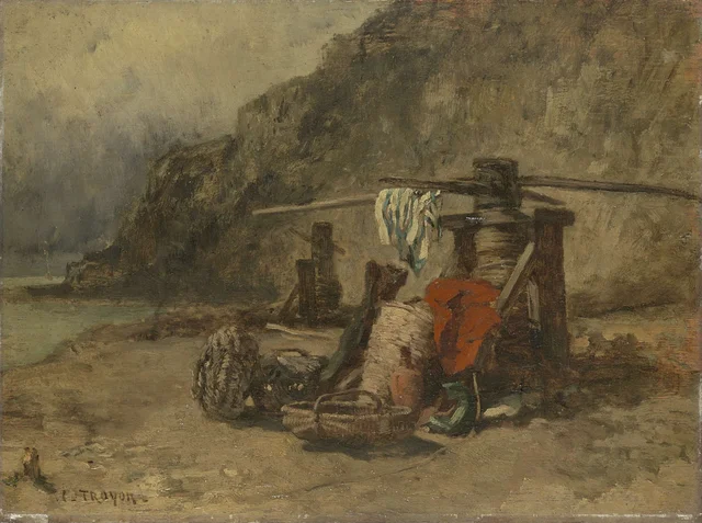 Beach View with Capstans, Constant Troyon