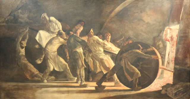 A Retirada do cadinho quebrado, Constantin Meunier