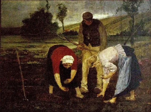 Os colhedores de batatas / A colheita, Constantin Meunier