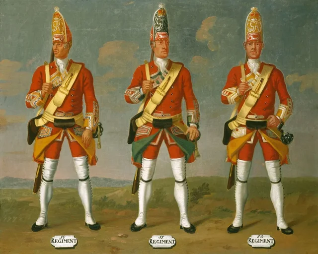 Grenadiers, 10th, 11th and 12th Regiments of Foot, 1751, David Morier