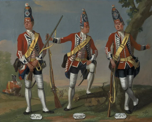 Grenadiers, 1st and 3rd Regiments of Foot Guards and Coldstream Guards, 1751, David Morier