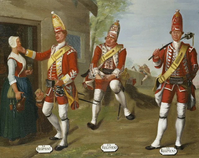 Grenadiers, 31st, 32nd and 33rd Regimants of Foot, 1751