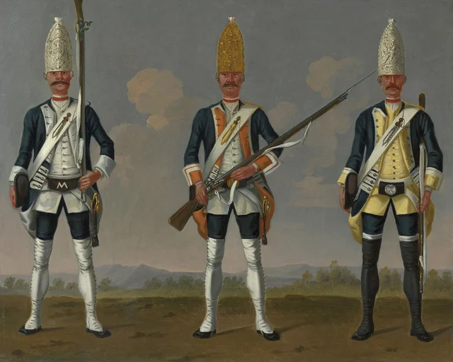 Grenadiers, Infantry Regiments "Mansbach", "Baumbach" & "Isenburg", David Morier
