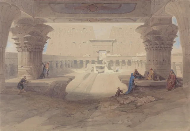 Sob o pórtico do templo de Edfu, Alto Egito, David Roberts