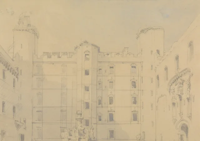 O pátio do palácio de Linlithgow, West Lothian, David Roberts