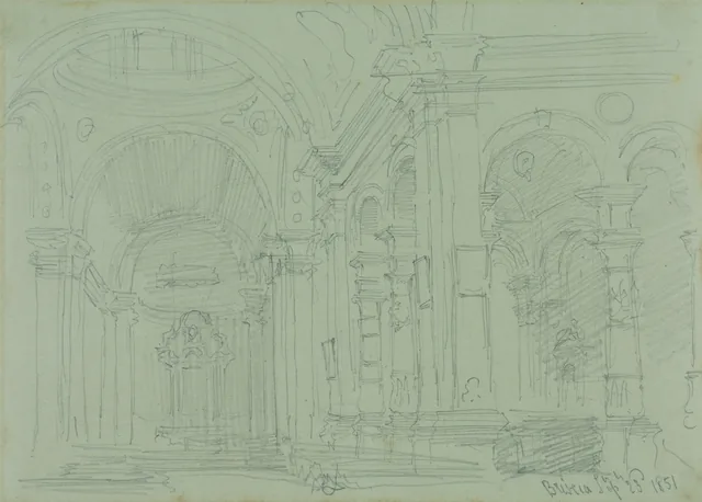O Duomo de Brescia, interior, David Roberts