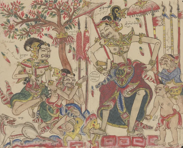 Pun Trik rend hommage au roi Harsawijaya de Majapahit devant sa cour