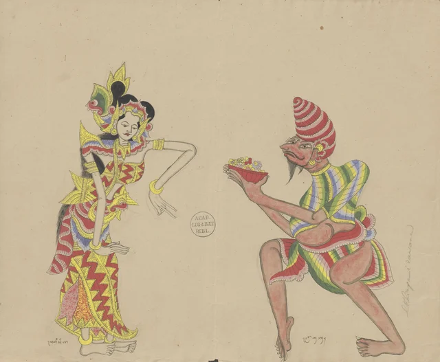 Rawana, disguised as an ascetic, pays Sita a visit, Dessins balinais de la collection Van der Tuuk